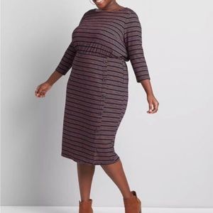 Cute midi with button detail and sparkle stripes